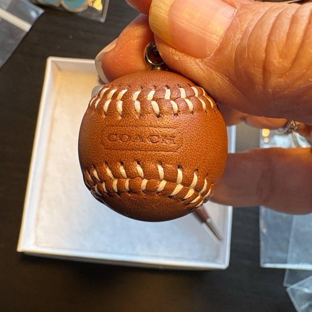 Coach Brown Baseball Keychain and brown mini Pen - Picture 3 of 6